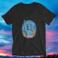 Load image into Gallery viewer, Liberty and Flowers Unisex Short Sleeve V-Neck T-Shirt
