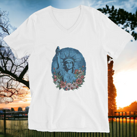 Load image into Gallery viewer, Liberty and Flowers Unisex Short Sleeve V-Neck T-Shirt
