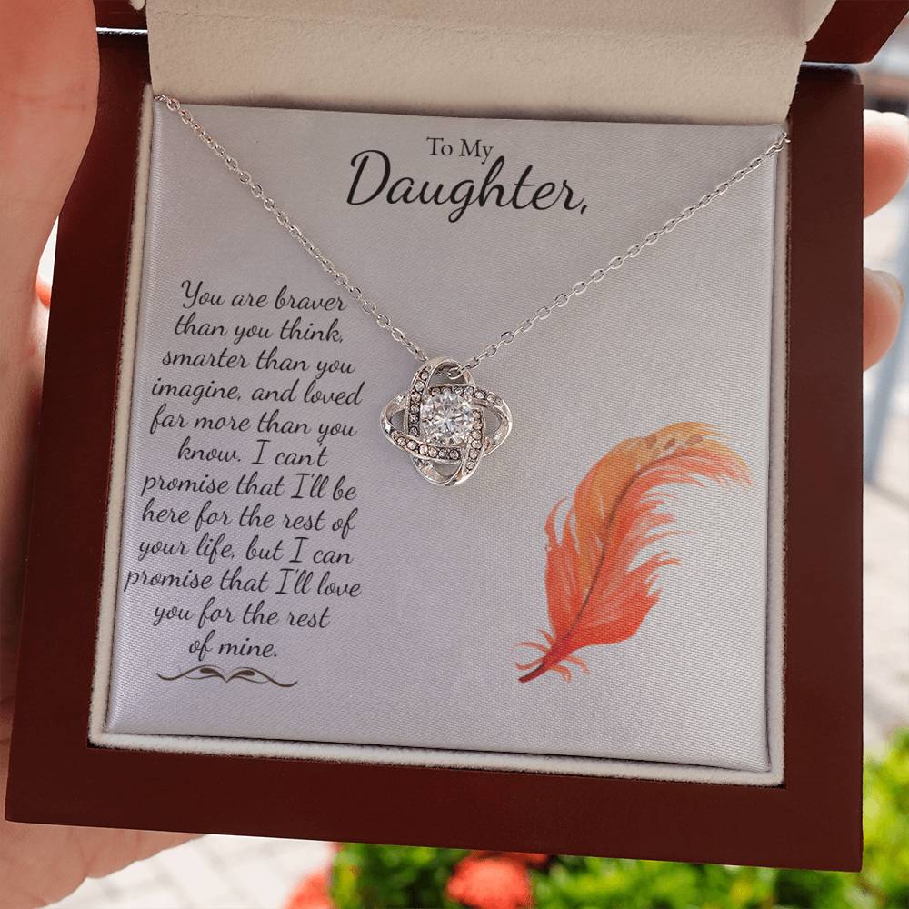 To My Daughter - Love More Than You Know - Love Knot Necklace