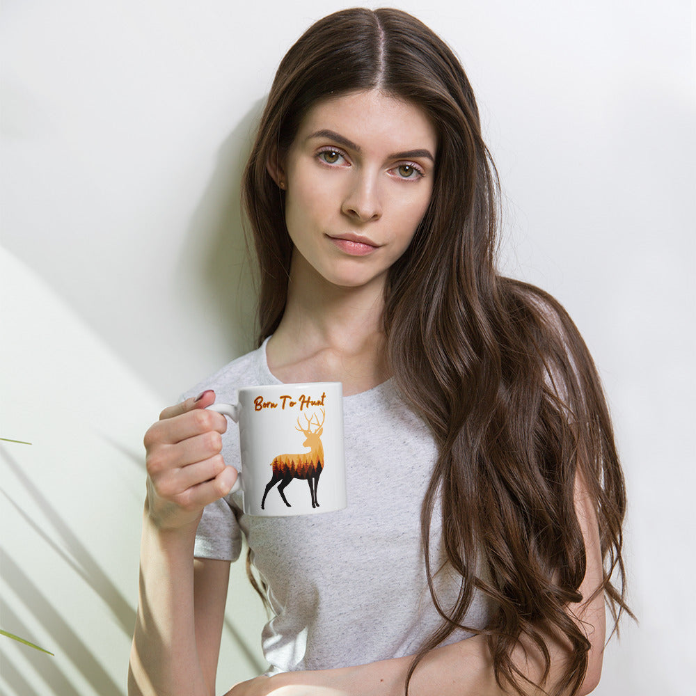 Born To Hunt White Glossy Mug