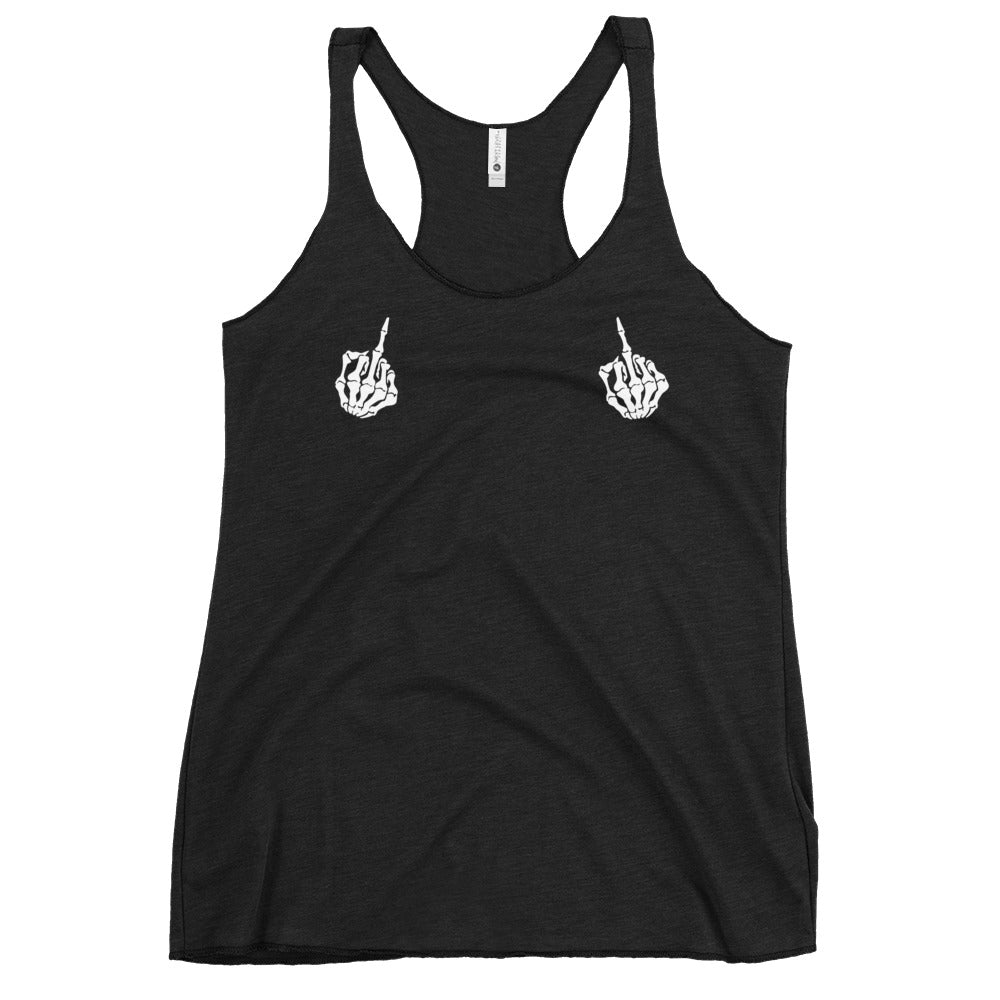 Skeleton Middle Finger Women's Racerback Tank